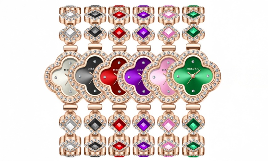 Image 1: Four-leaf Clover Bracelet Quartz Watch