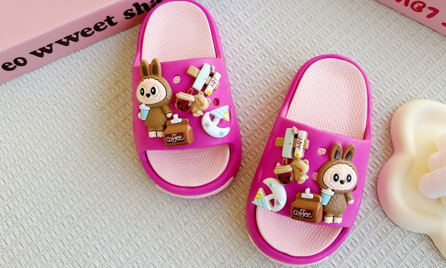Image 4: Labubu-Inspired kids Cute Cartoon Slippers