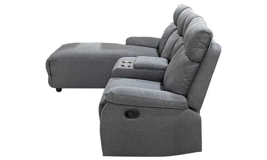 Image 12: Sorento Three Seater Fabric Corner Reclining Sofa 