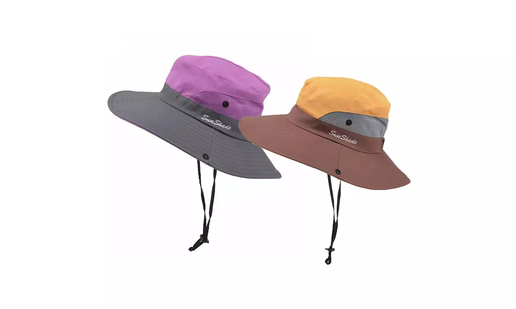 Womens UV Protection Hat Foldable Wide Brim Ponytail Sun Hats