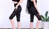 Women Side Pocket Mesh Splice Tummy Control High Waist Capri Leggings Yoga Pants