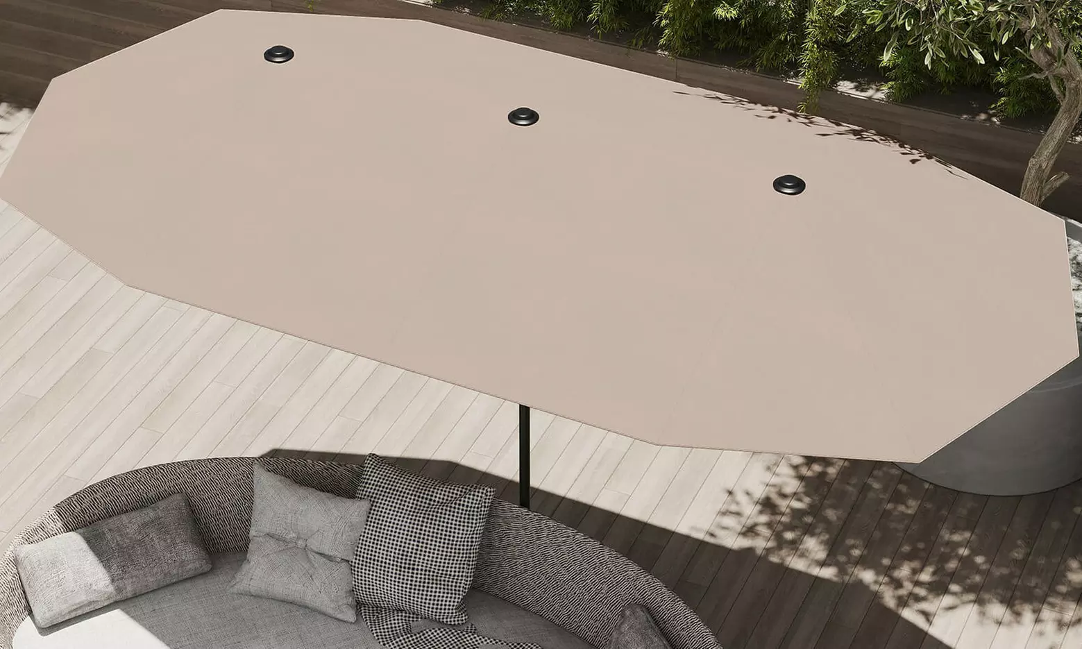 Costway 13ft Outdoor Double-Sided Table Umbrella with Optional LED Lights