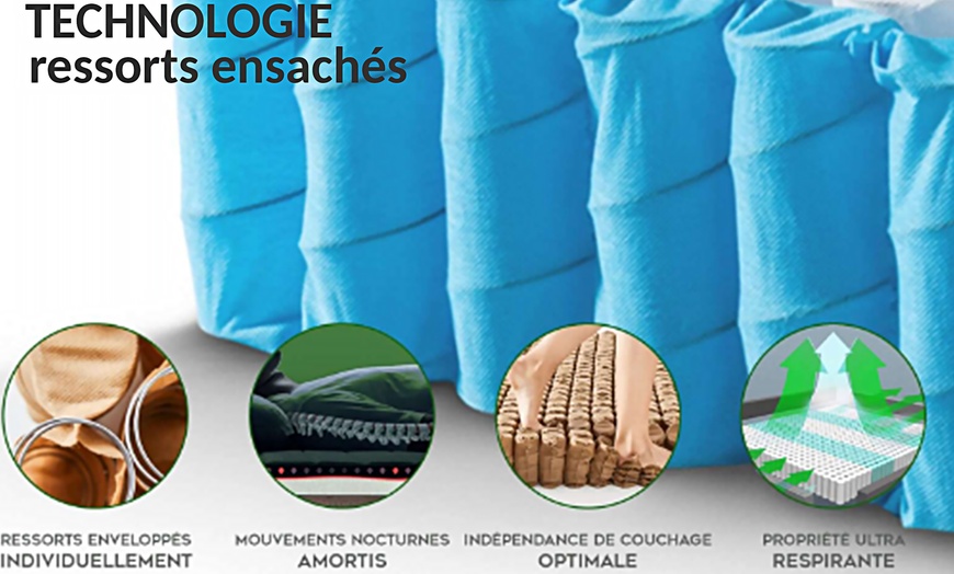 Image 6: Matelas hybride Sampur avec mousse mémoire gel + ressorts ensachés