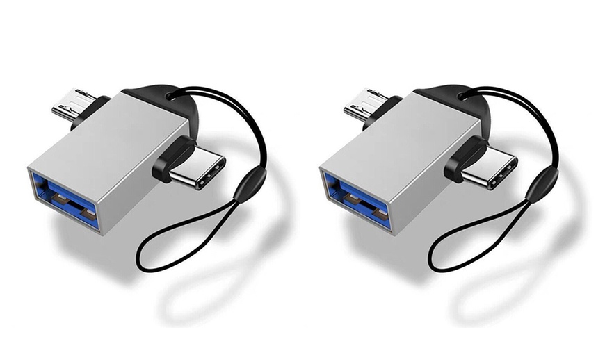 Image 8: One or Two Portable USB Type-C and Micro to USB 3.0 Converters