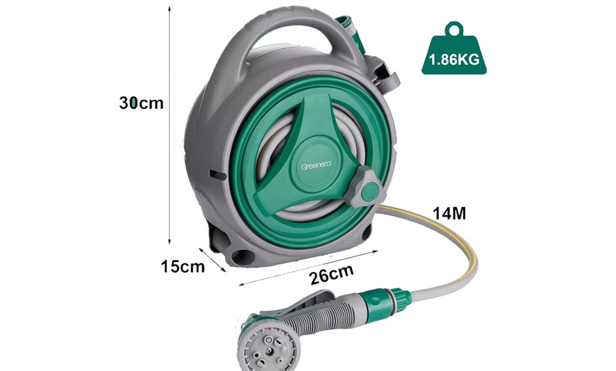 Image 5: 14m Garden Hose Reel, Wall-Mounted/Freestanding with Locking Mechanism