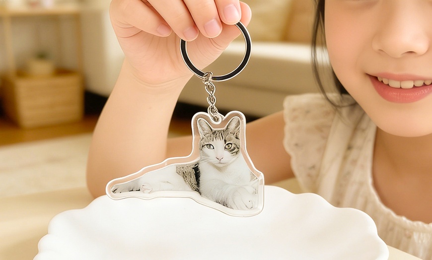 Image 6: One, Two, Three, or Four Custom Photo Acrylic Keychain