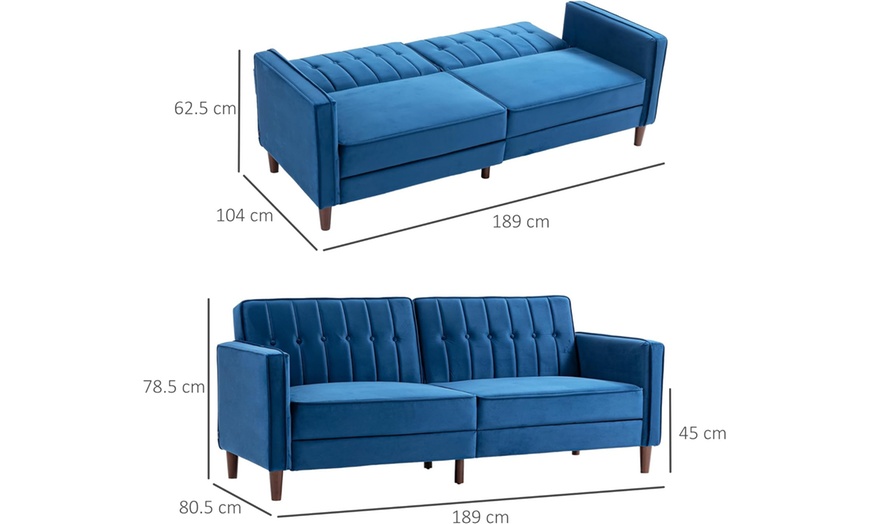 Image 13: HomCom Three Seater Sofa-Bed