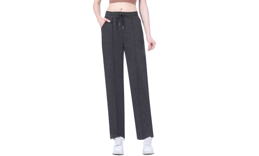 Image 3: Wide Leg Rib Knit Casual Bottoms