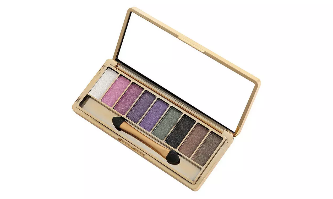 9 Colors Glitter Eyeshadow Eye Shadow Palette & Makeup Cosmetic Brush Set