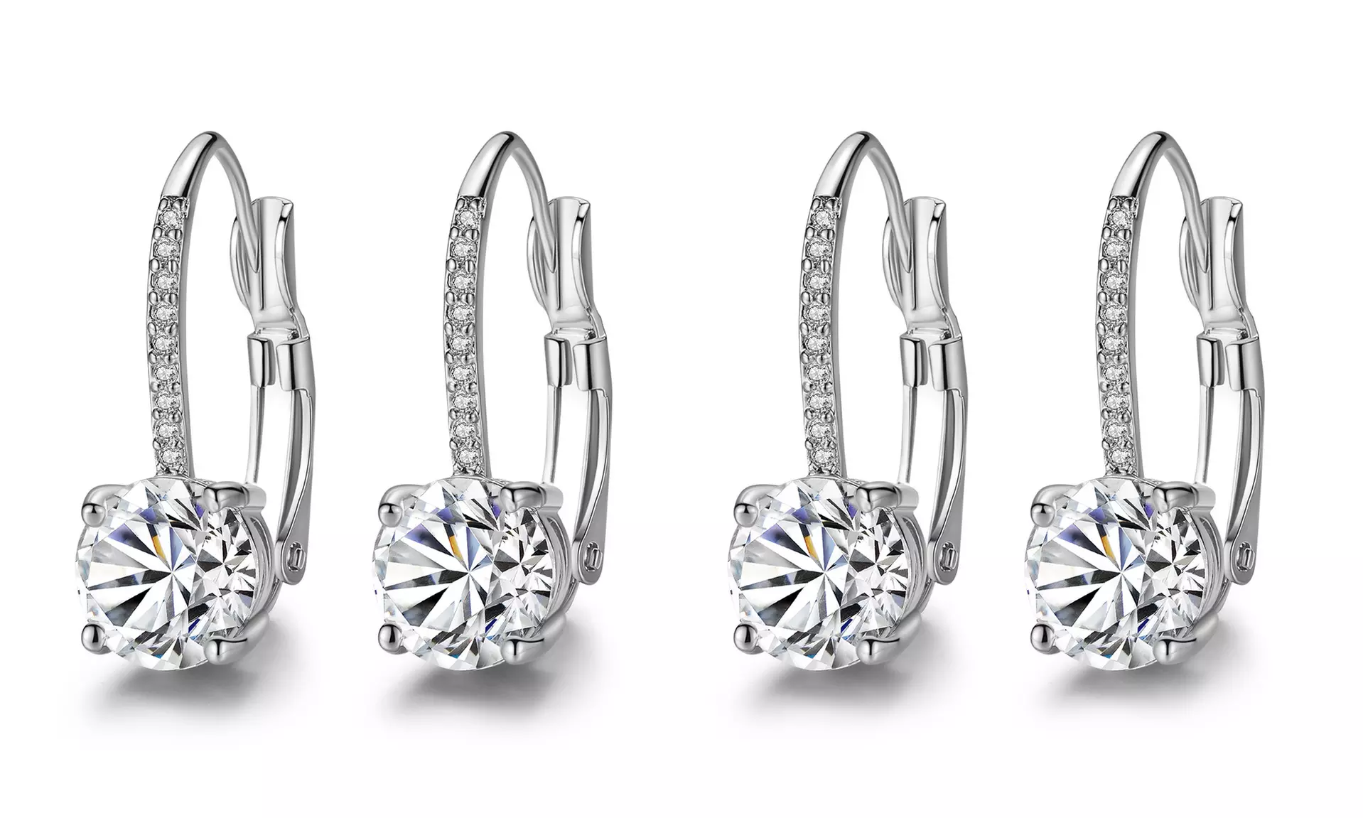 1 ou 2 paires de boucles d'oreilles pendantes "Leverback" ornées de cristaux - Second Medium