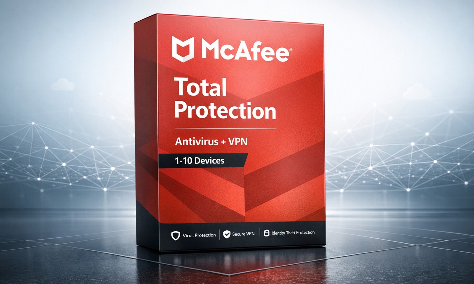 McAfee Total Protection 1-Year: Antivirus & VPN for 1 to 10 Devices (Up to 50% Off)