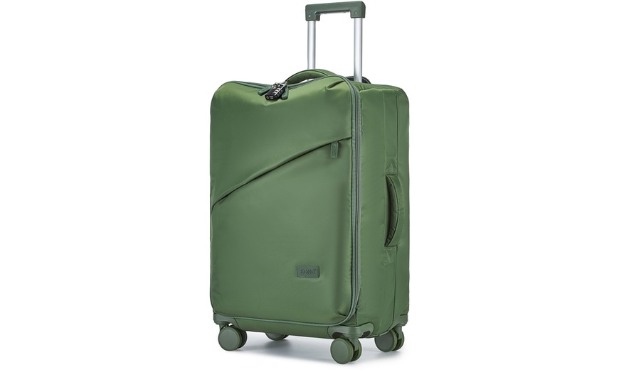 Image 14: KONO Lightweight Soft Shell Suitcase Set TSA Lock Wet/Dey Compartment