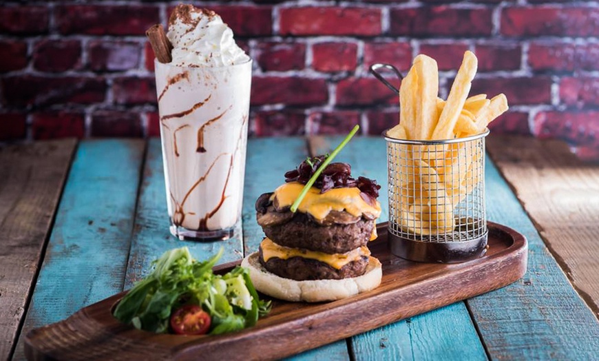 Image 1: Burger, Chips and Milkshake