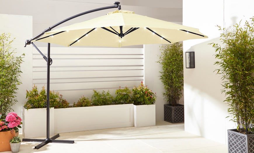 Image 11: Neo 3m Garden Outdoor Waterproof Freestanding Parasol LED Lights 