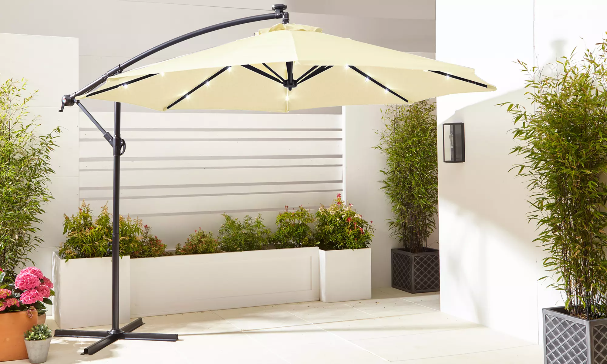 Neo 3m Garden Outdoor Waterproof Freestanding Parasol LED Lights