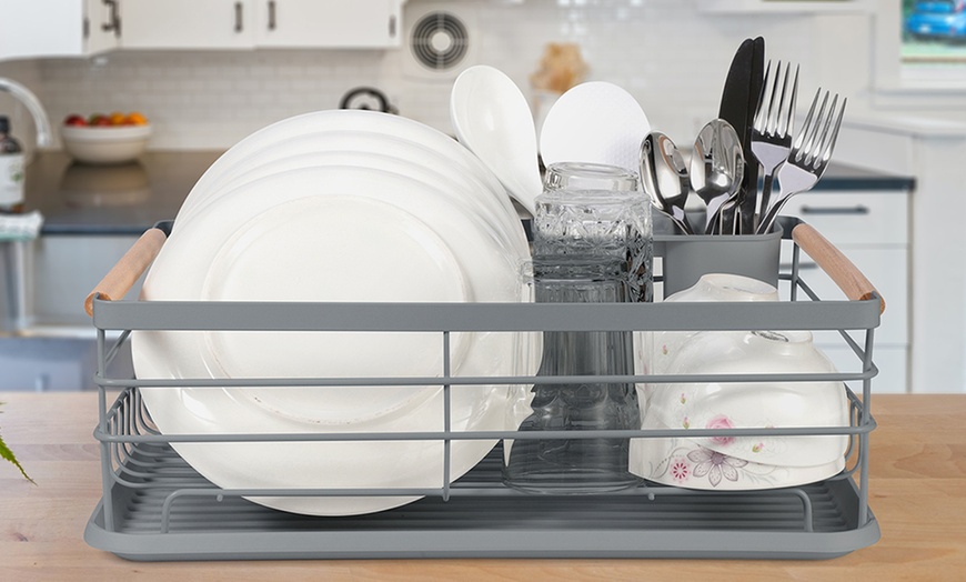 Image 7: Three-Piece Dish Drainer with Drip Tray and Cutlery Holder