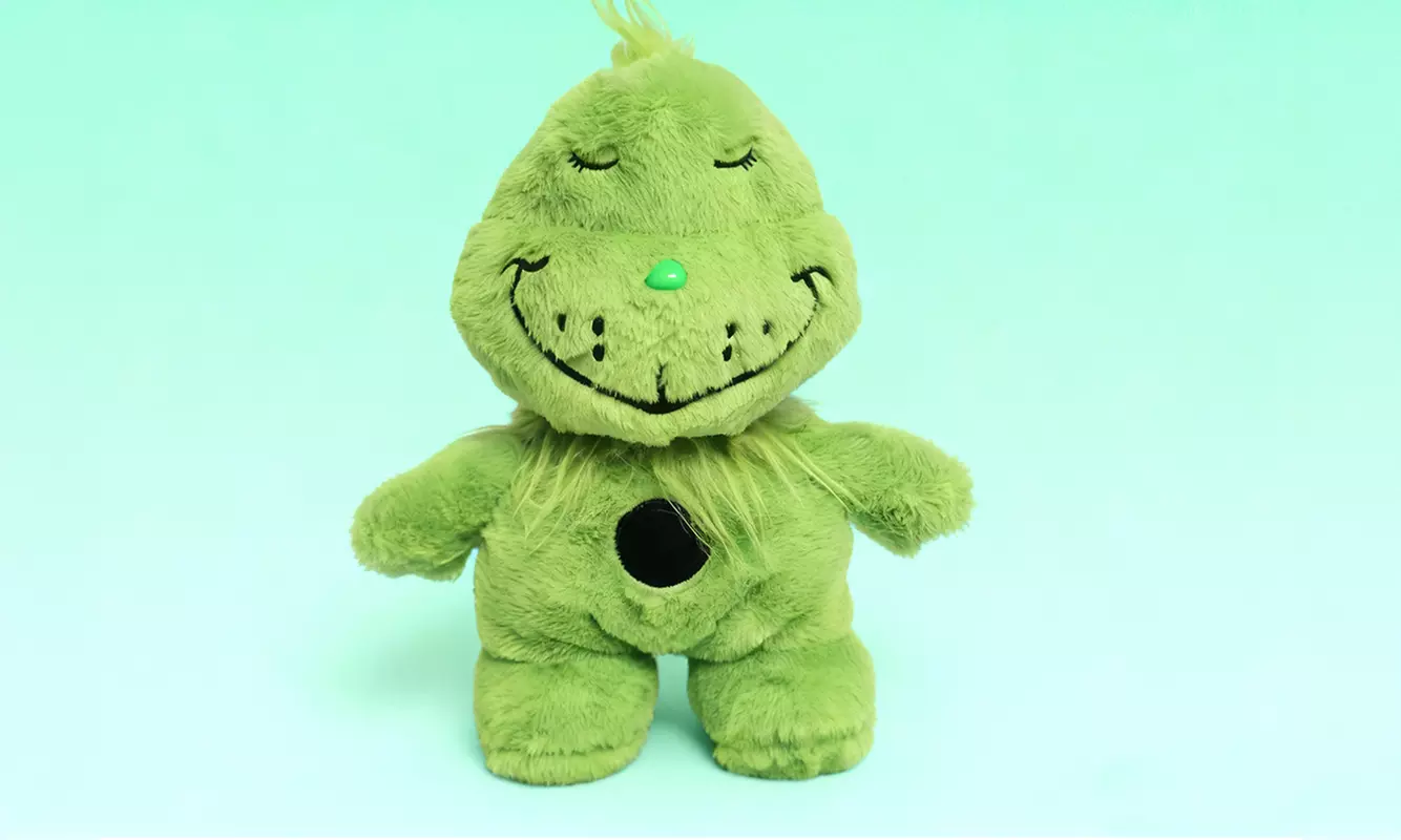 Grinch-Inspired Breathing Plush Toy with Glowing and Breathing Effects