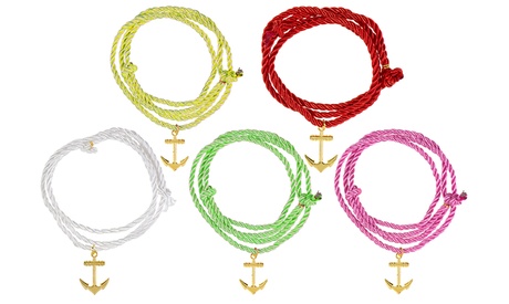 Bracciale in corda con charm ad ancora, disponibile in 5 colori