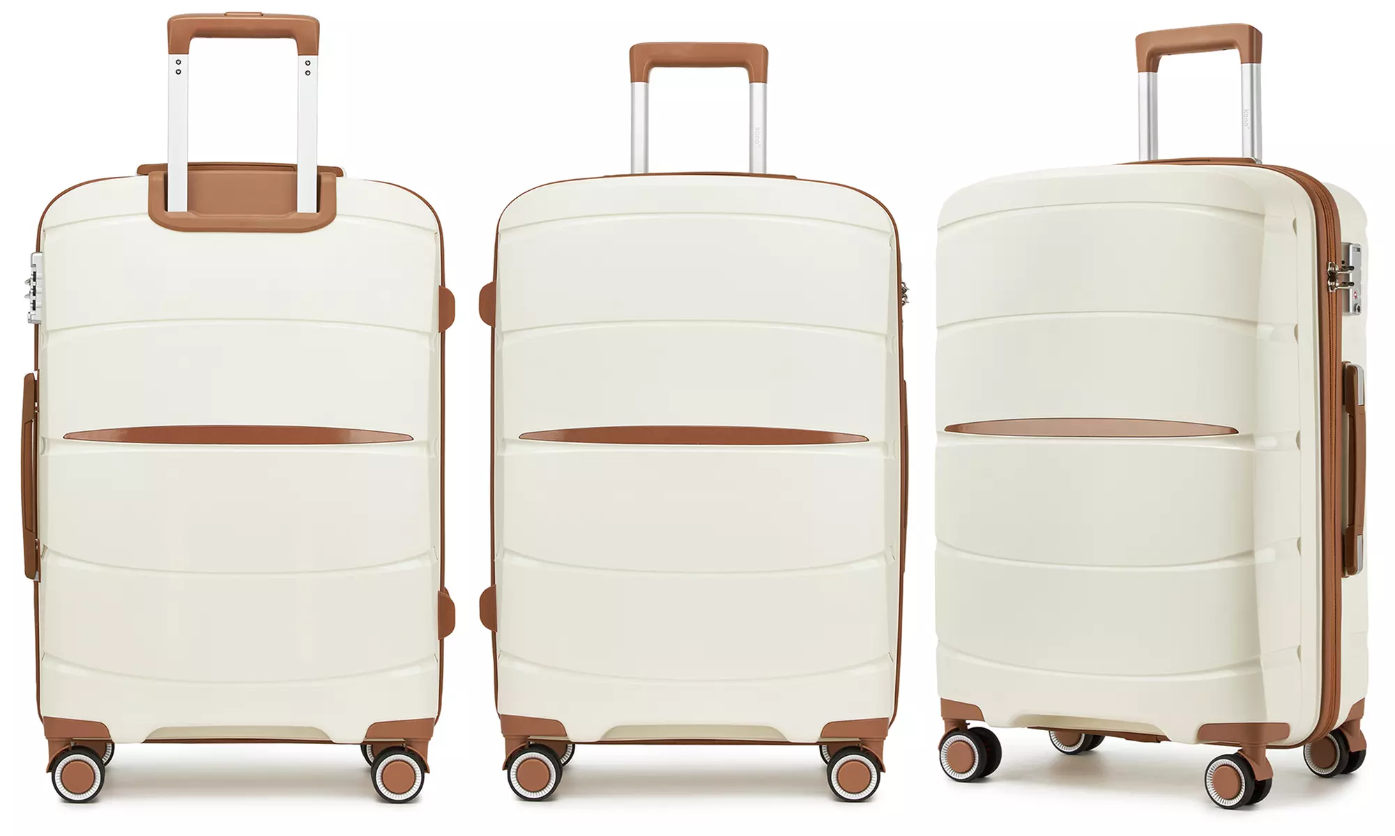 1 / 3x KONO kratzfester PP-Reisekoffer mit leisen Rollen & TSA-Schloss