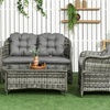 Image 5: Four-Piece Outsunny Rattan-Effect Wicker Sofa Set