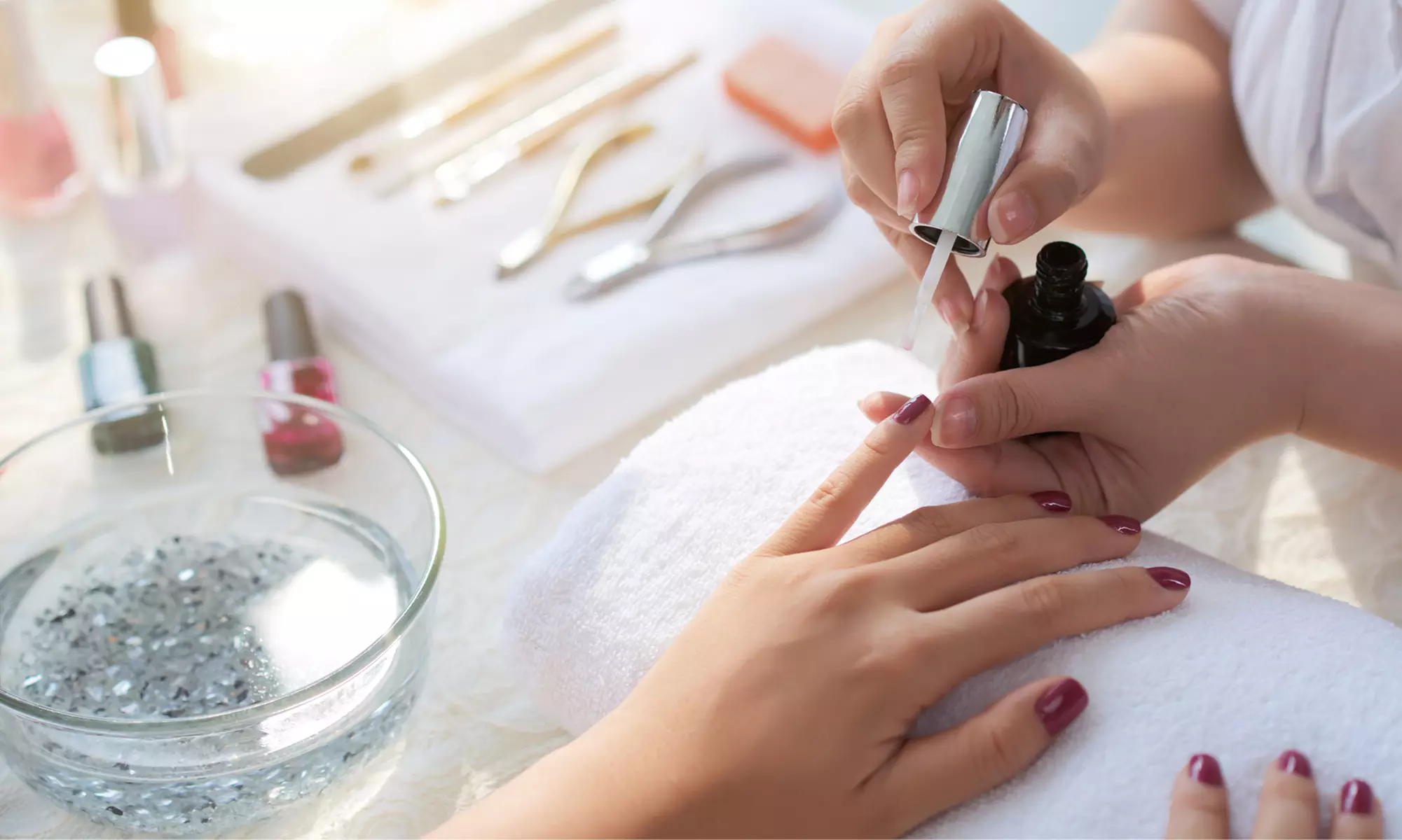 Get Classic or Gelish Manicure & Pedicure w/w/o Hair Wash & Blow-Dry