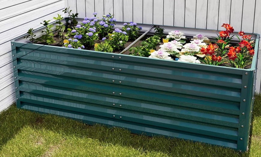Image 5: Elevated Open Bottom Sectioned Metal Garden Bed