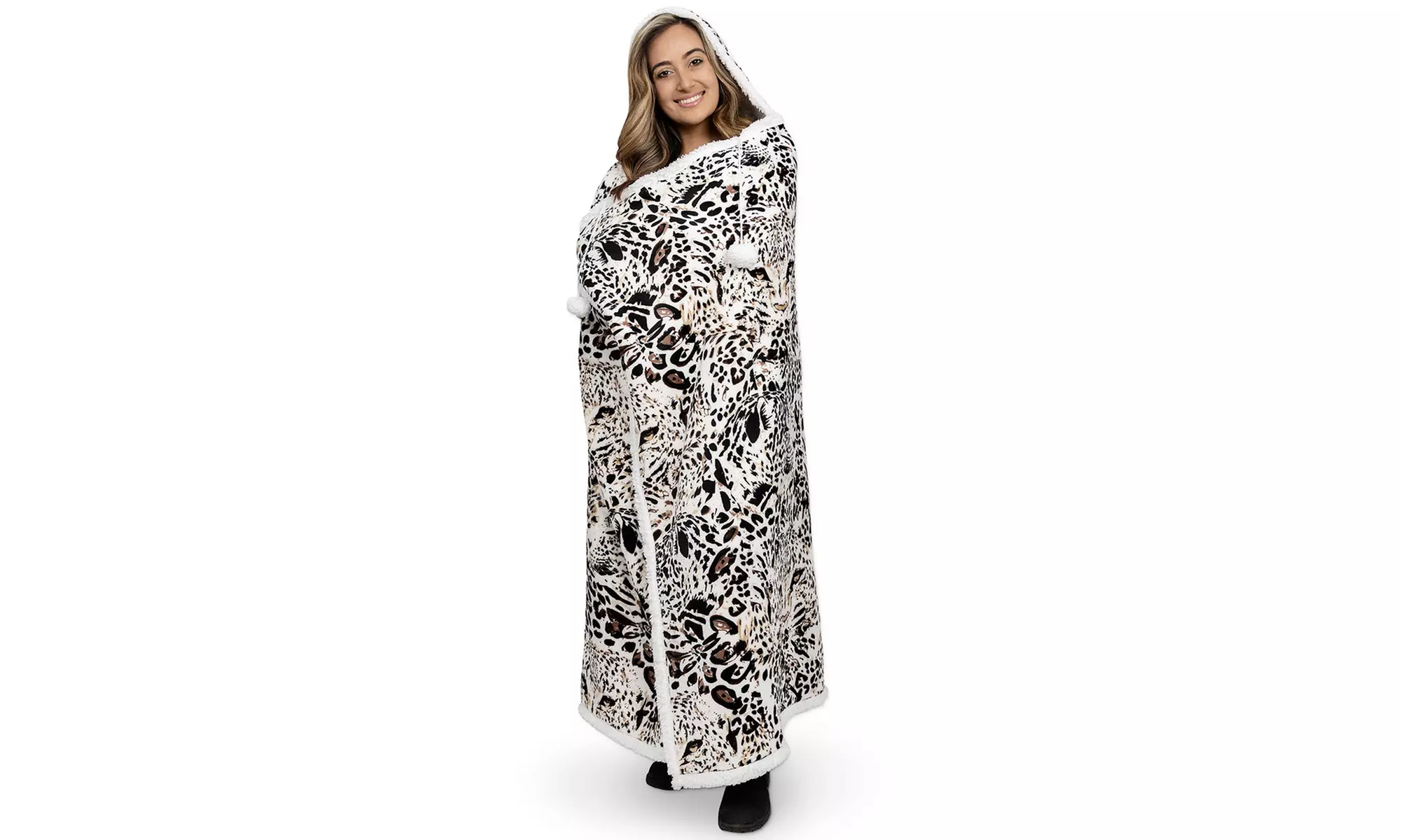 Luxury Super Soft Hoodie Sherpa-Lined Throw Blanket