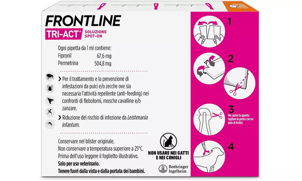 Fino a 12 pipette Frontline Tri-Act® Spot-on per cani