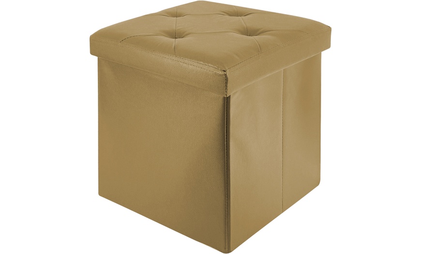 Image 11: Puf cuadrado en ecopiel con almacenamiento