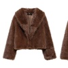 Image 1: Faux Fur Zip-Up Jacket in Chocolate Brown