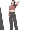 Image 13: Wide Leg Rib Knit Casual Bottoms