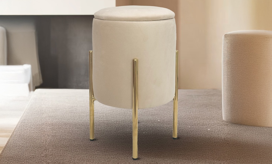 Image 2: Pouf en velours "Arturo" avec espace de rangement