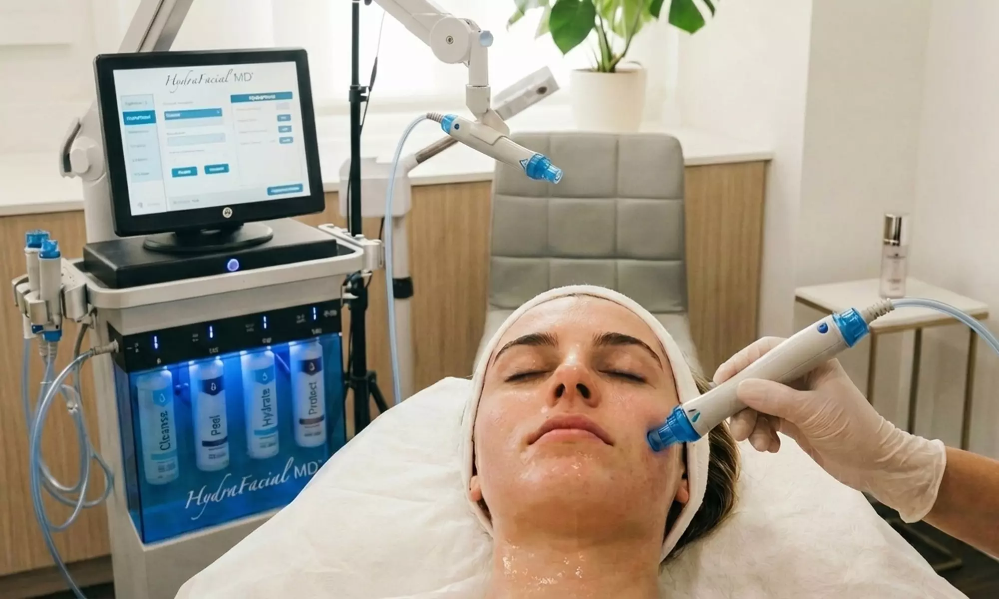 Limpieza facial profunda con dispositivo de hidrolimpieza facial