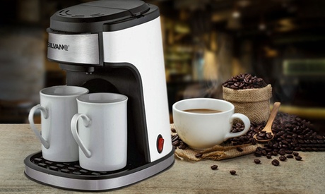 Macchina da caffè Silvano con filtro lavabile e 2 tazze in porcellana