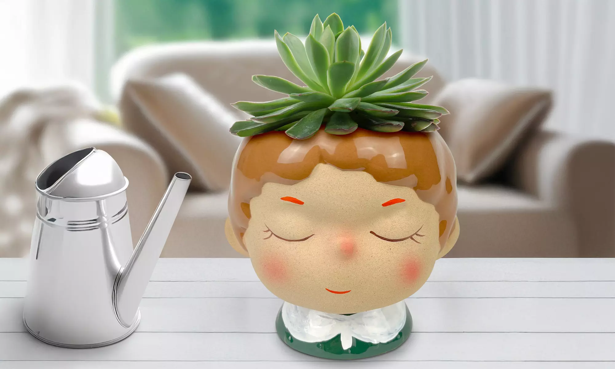 Vaso in ceramica di design con volto