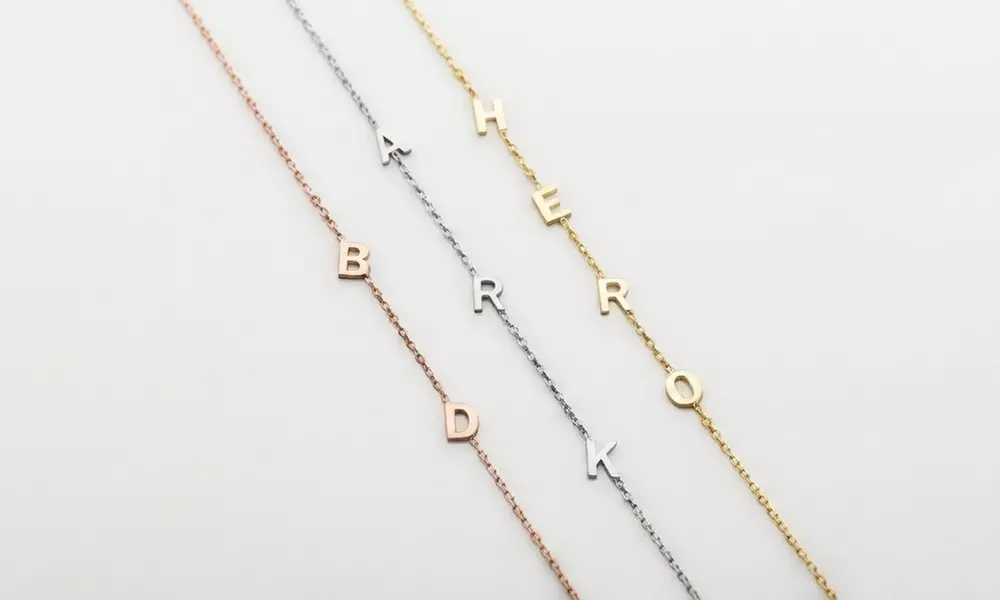 Personalized 14K Gold Initial Necklace: Choose Up to 8 Letters