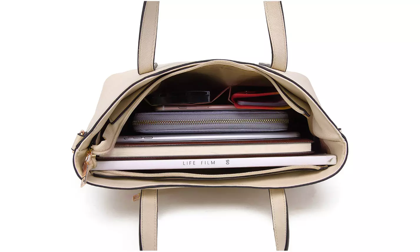 Damen-Handtasche und Geldbörse in Leder-Optik