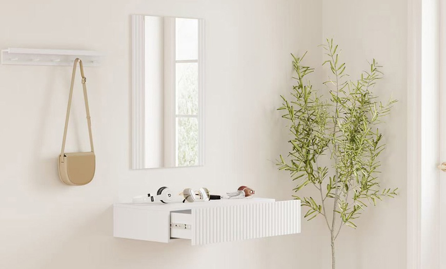 Image 10: Console d'entrée flottante Amira avec miroir et tiroir