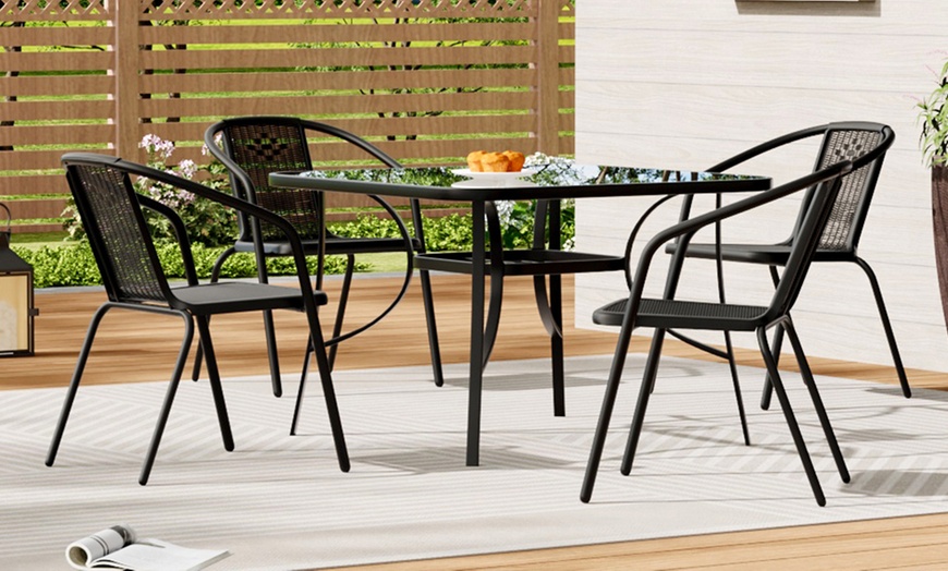 Image 22: Garden Rippled Tempered Glass Table Set