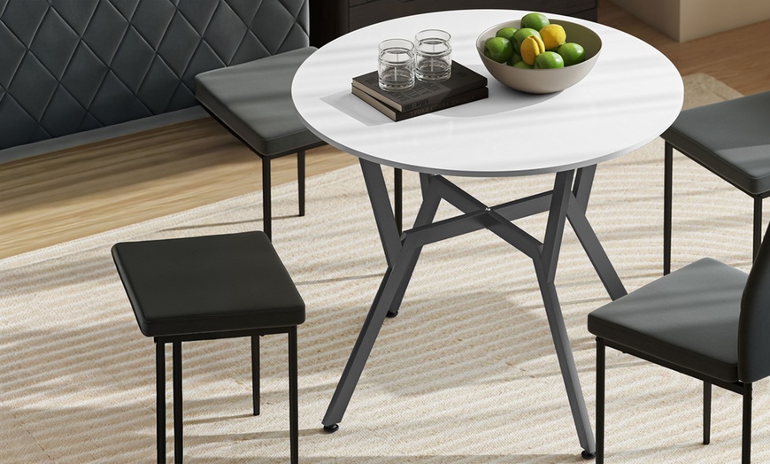 Image 7: Small Kitchen Table with Black Steel Legs, Dining Table