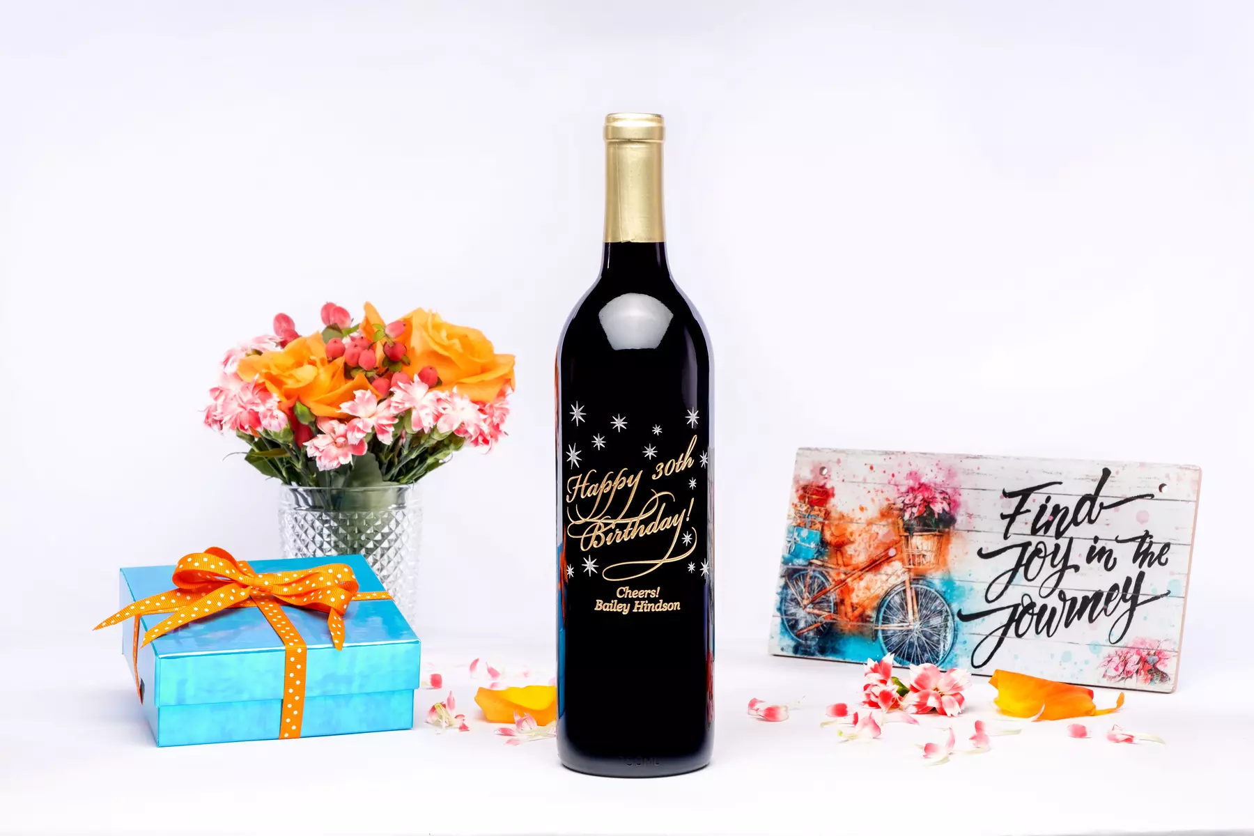 Personalized Birthday Gift - Custom Etched Wine Bottle