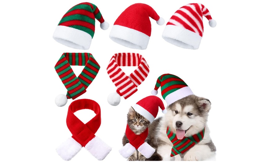 Image 2: Set da 6 pezzi con sciarpe e capelli natalizi per animali 