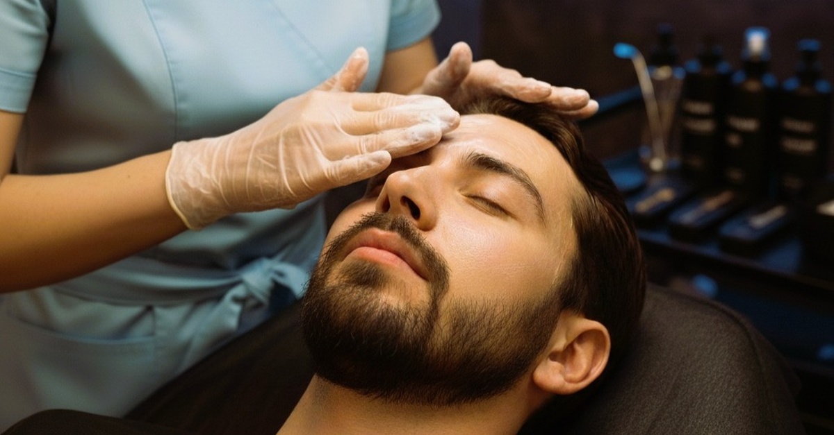 Limpieza facial masculina con extracción, mascarilla y alta frecuencia en Málaga