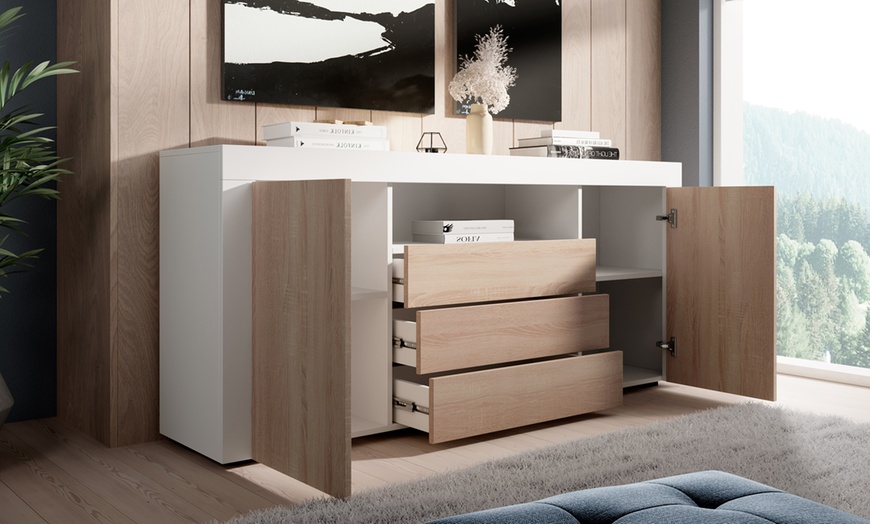 Image 2: Aparador de diseño moderno con múltiples cajones y puertas