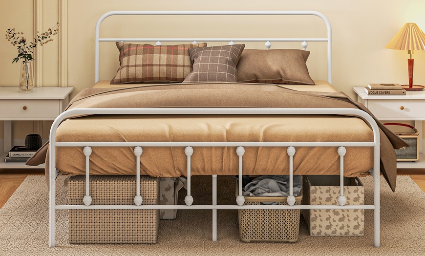 Image 19: HomCom Metal Bed Frames in Various Sizes and Colours