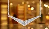 Paris Jewelry Sculptural V-Design White Gold Plated Necklace