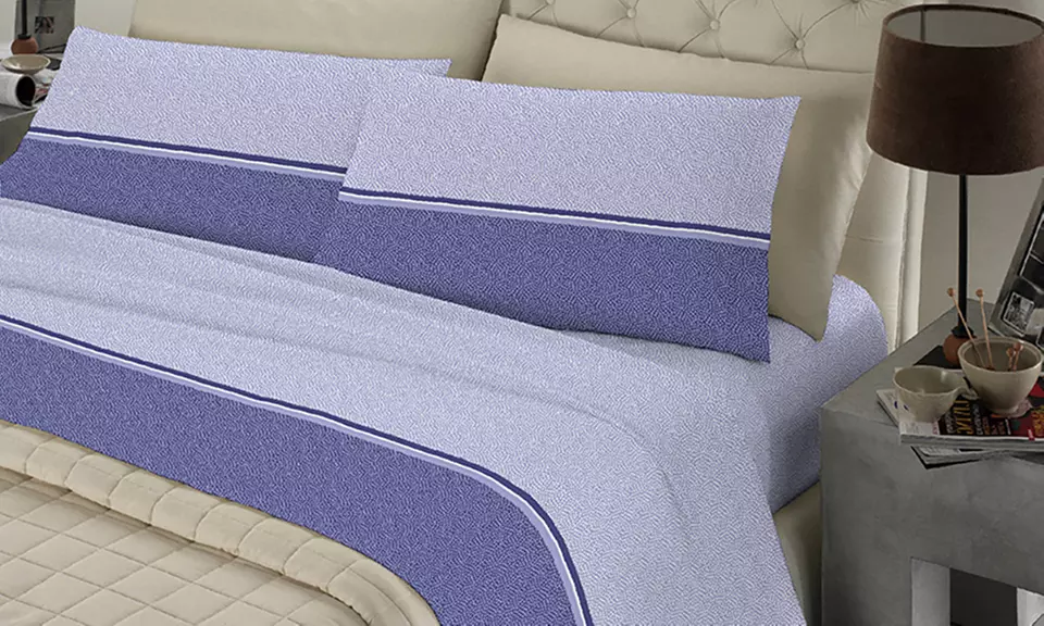 Completo Lenzuola 100% Cotone con angolo di 30 cm, Made in Italy