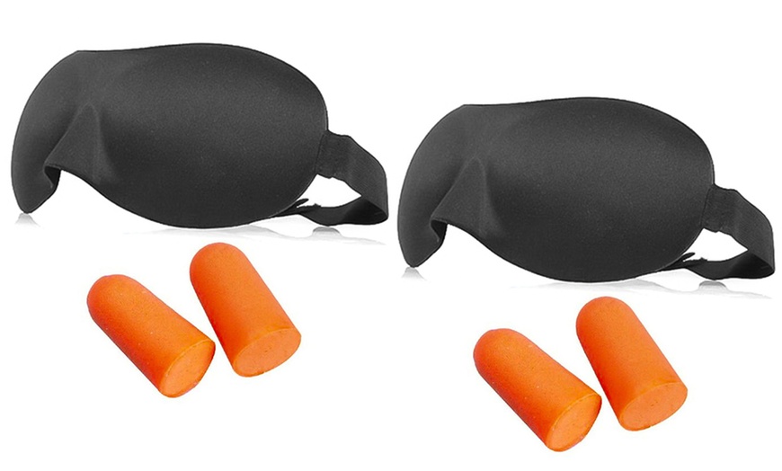 Image 8: 3D Blackout Sleep Mask and Ear Plug Set