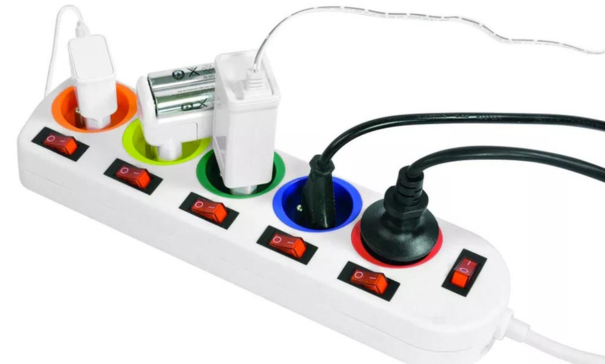 Image 6: Two-Pack of Five-Socket Power Strip with Individual Switches 3680W Max