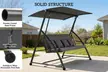Outsunny 3-Seater Convertible Garden Swing Chair with Canopy in Dark Grey - Image 5
